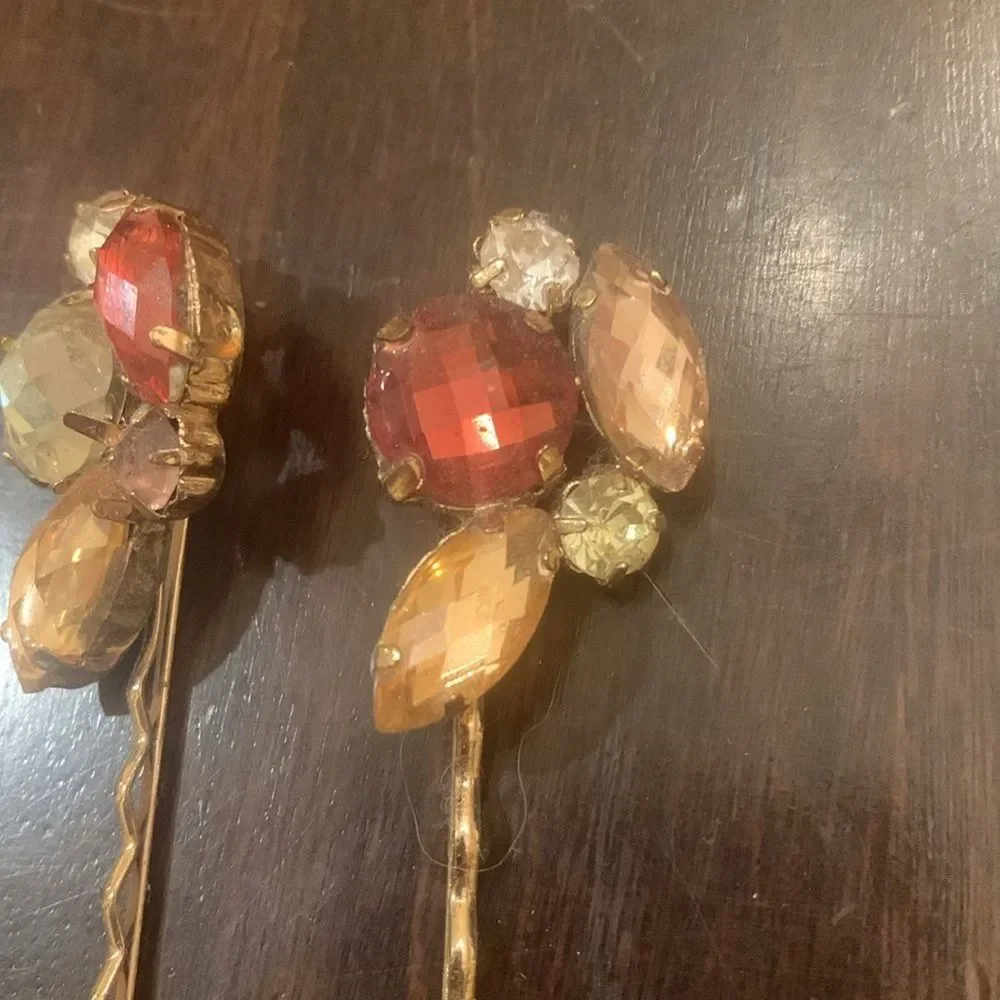 2 Rhinestone Bobby Pins hair clips